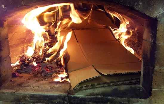 Cardboard catch on fire