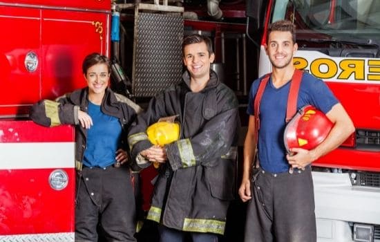 team of young fire fighter