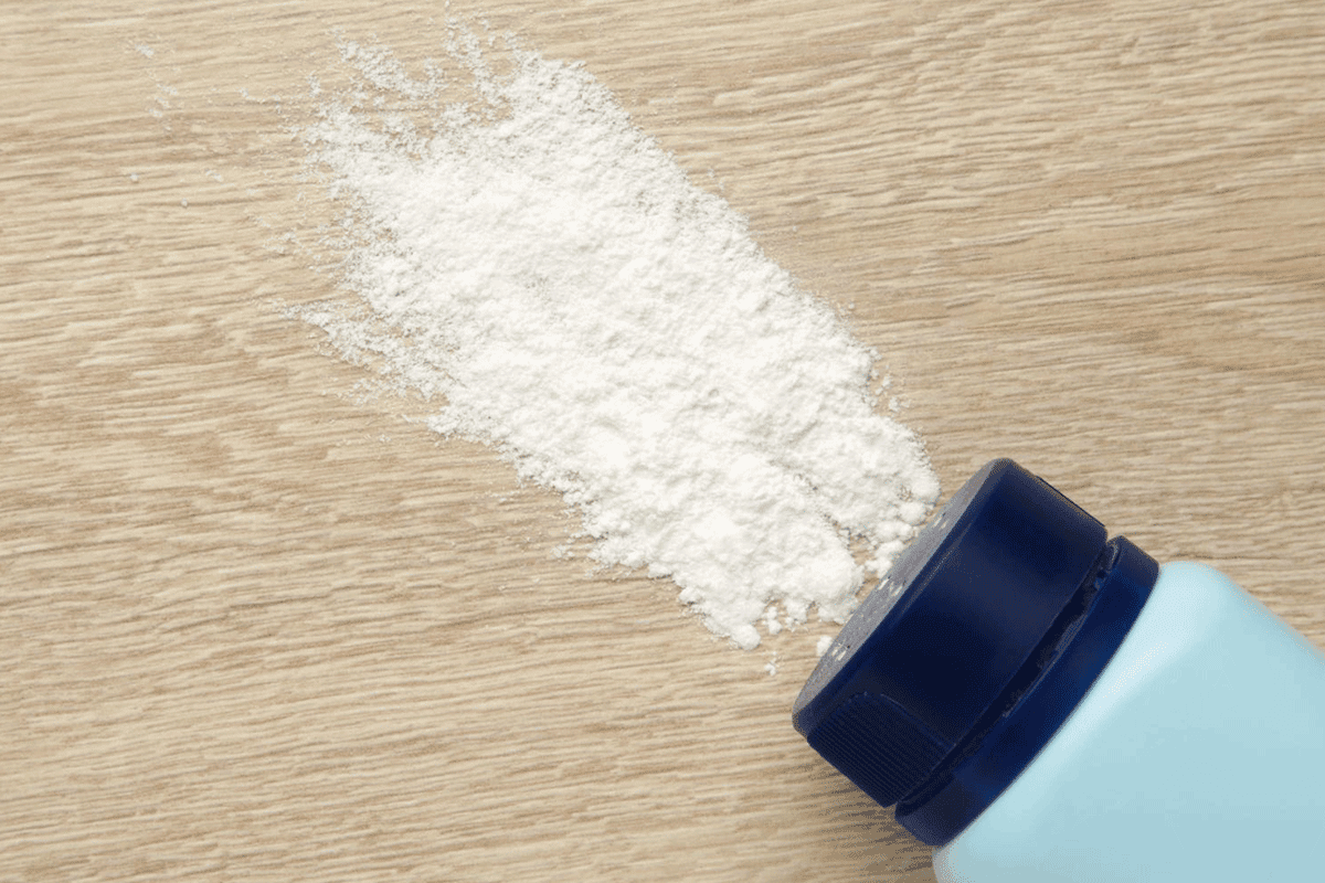 Baby powder dust on table