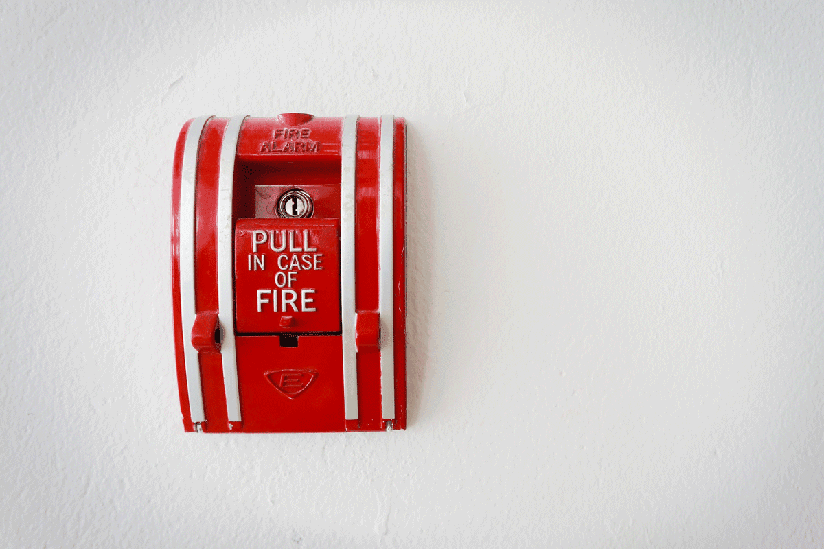 Fire alarm on wall