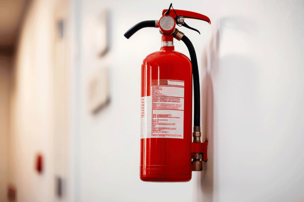 Fire extinguisher in a business premises