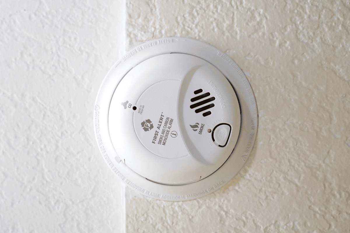 Smoke detector on ceiling in a home
